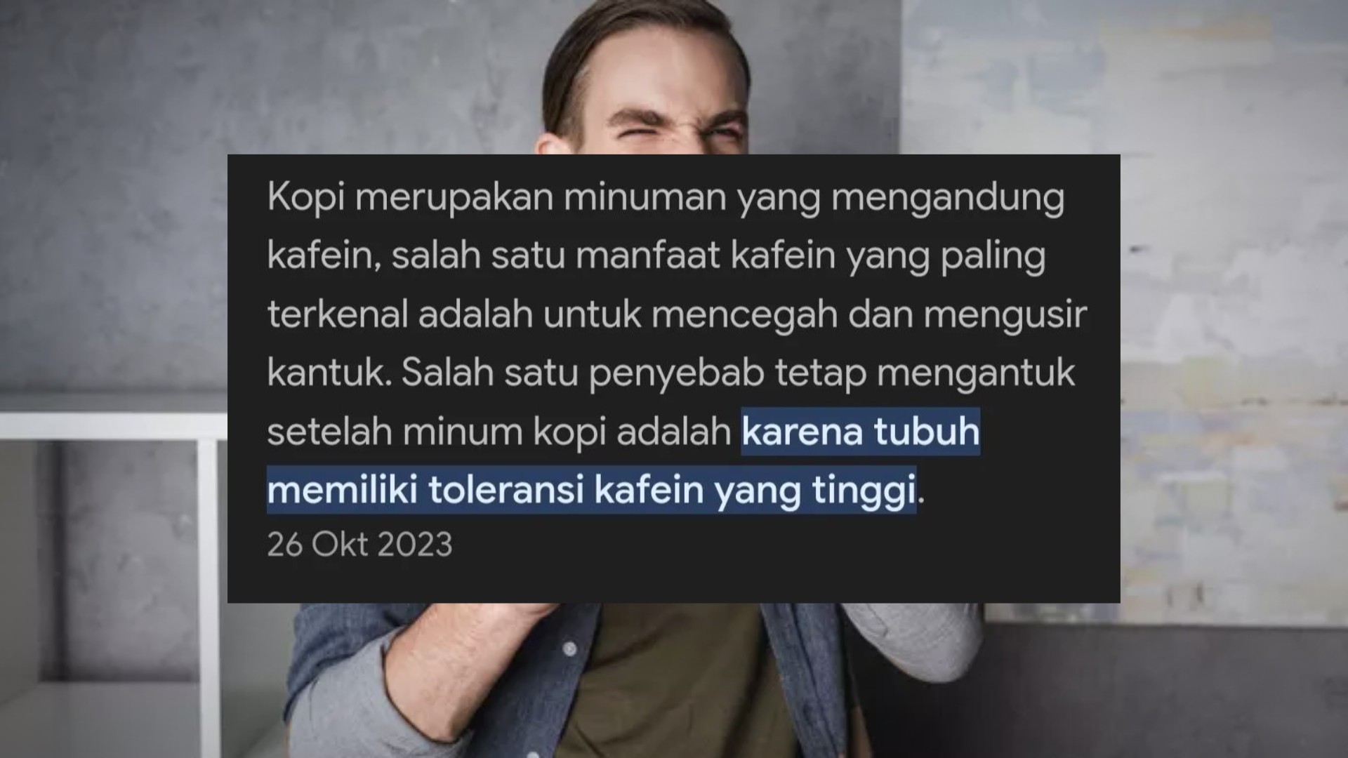 Alasan Kopi Bisa Membuat Kantuk dan Tubuh Lemas